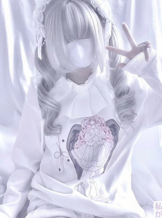 近所のアニメーションスウェットシャツイラスト女の子天使フリル