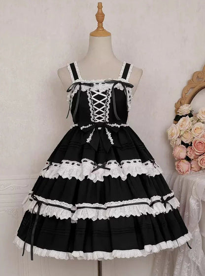 サスペンダードレスデザインレースアップ