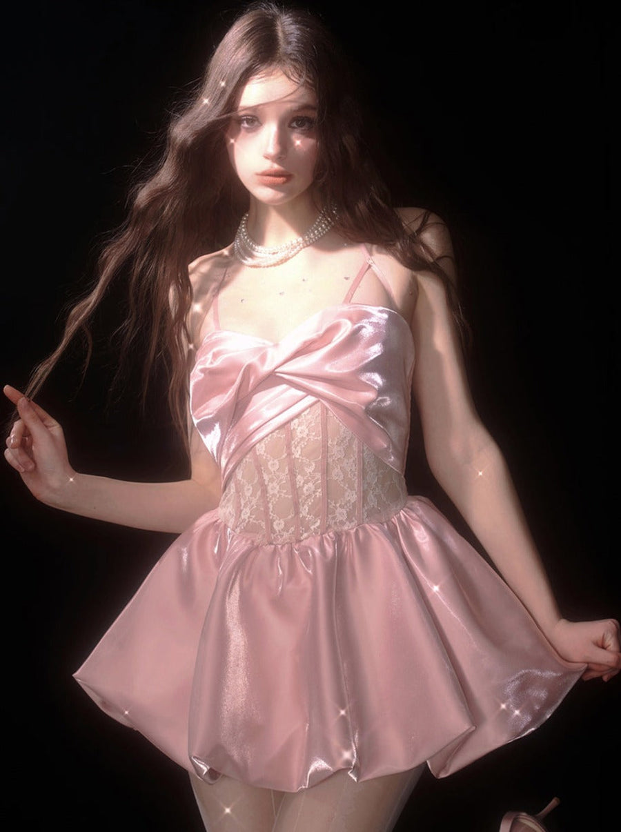 Robe Satin Bretelles Haut de Gamme