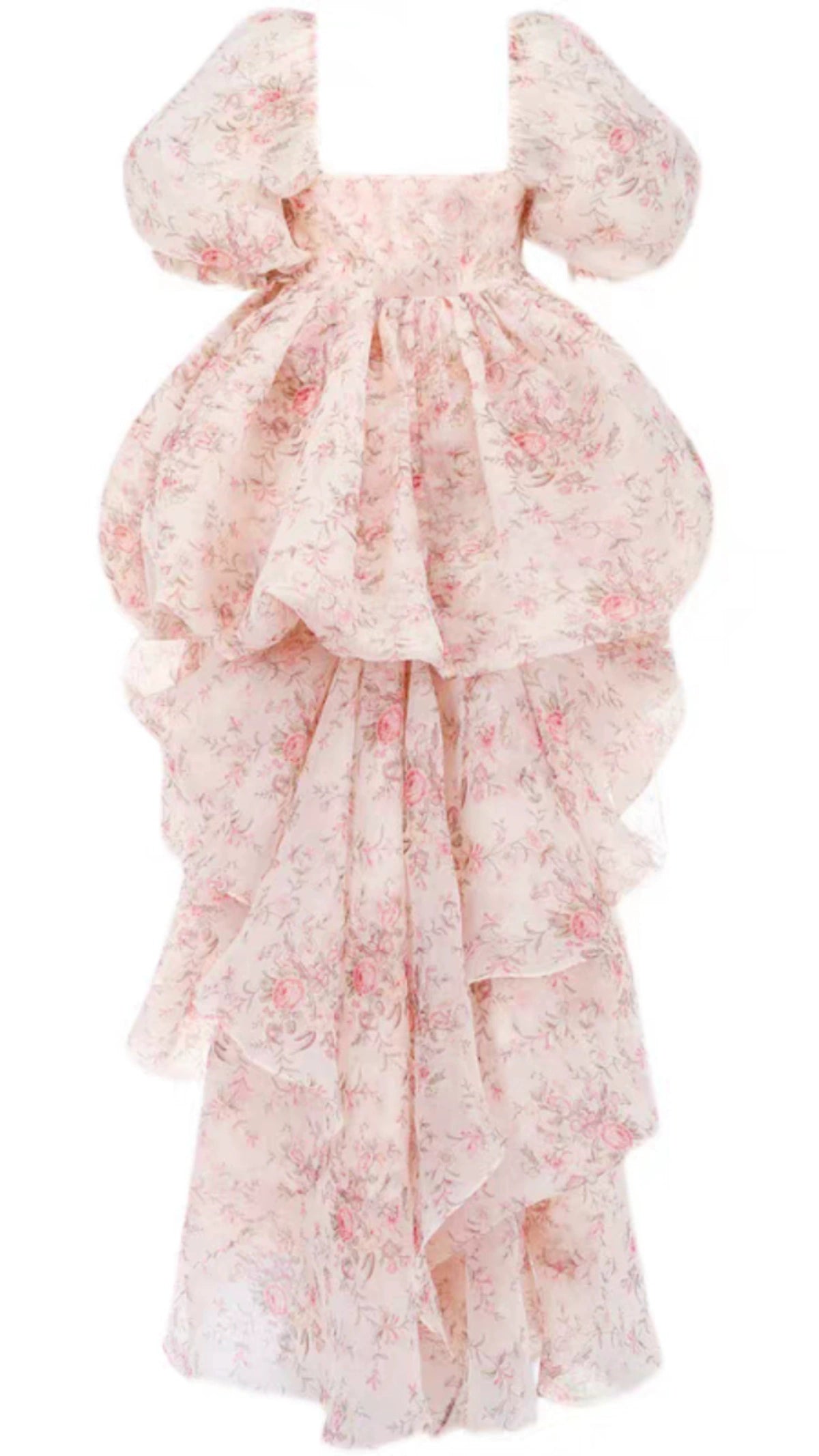 Plus Size Selkie Floral Train Princess Puff Gown