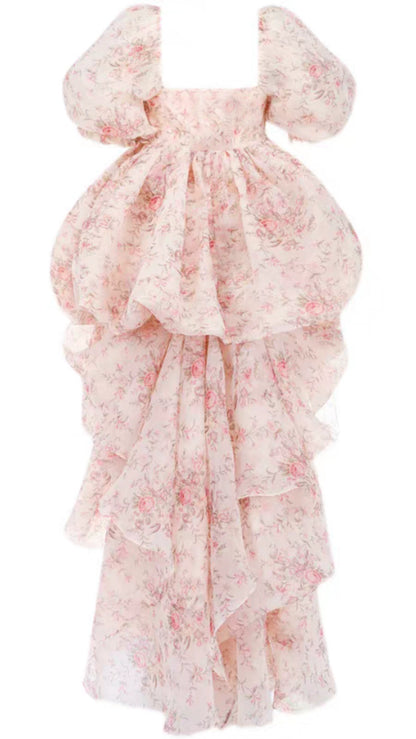 Plus Size Selkie Floral Train Princess Puff Gown