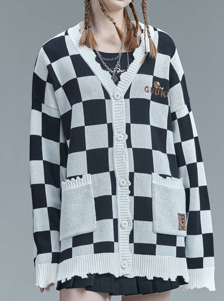 Over Block Cardigan Karo