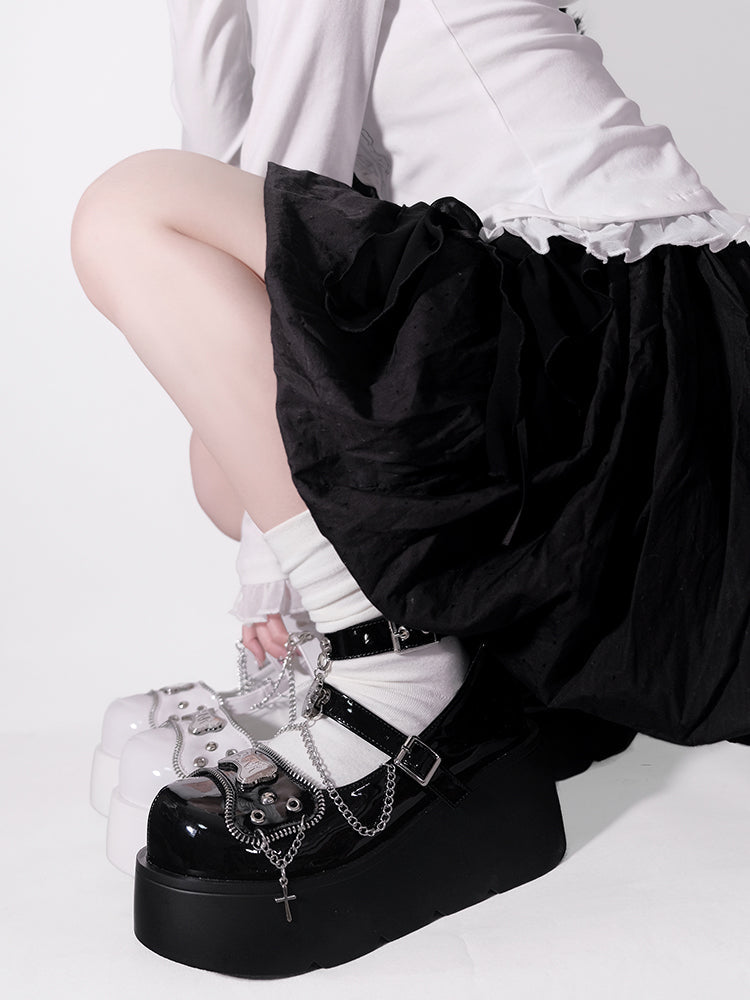 プラットフォームリベットパンクボーンミレニアムシューズ