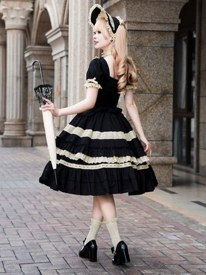 Sleeves Lace-Up Gothic Lace-Up + Skirt Gothic + Hat Dress