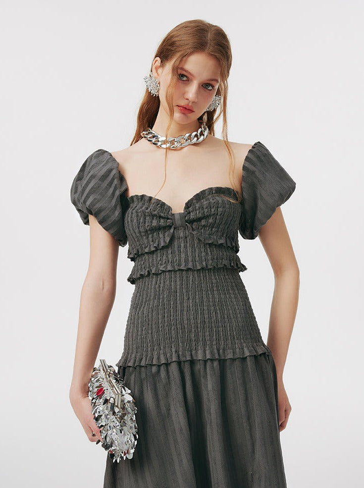 トップロングチューブオフショルダードレス