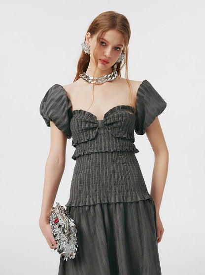 トップロングチューブオフショルダードレス