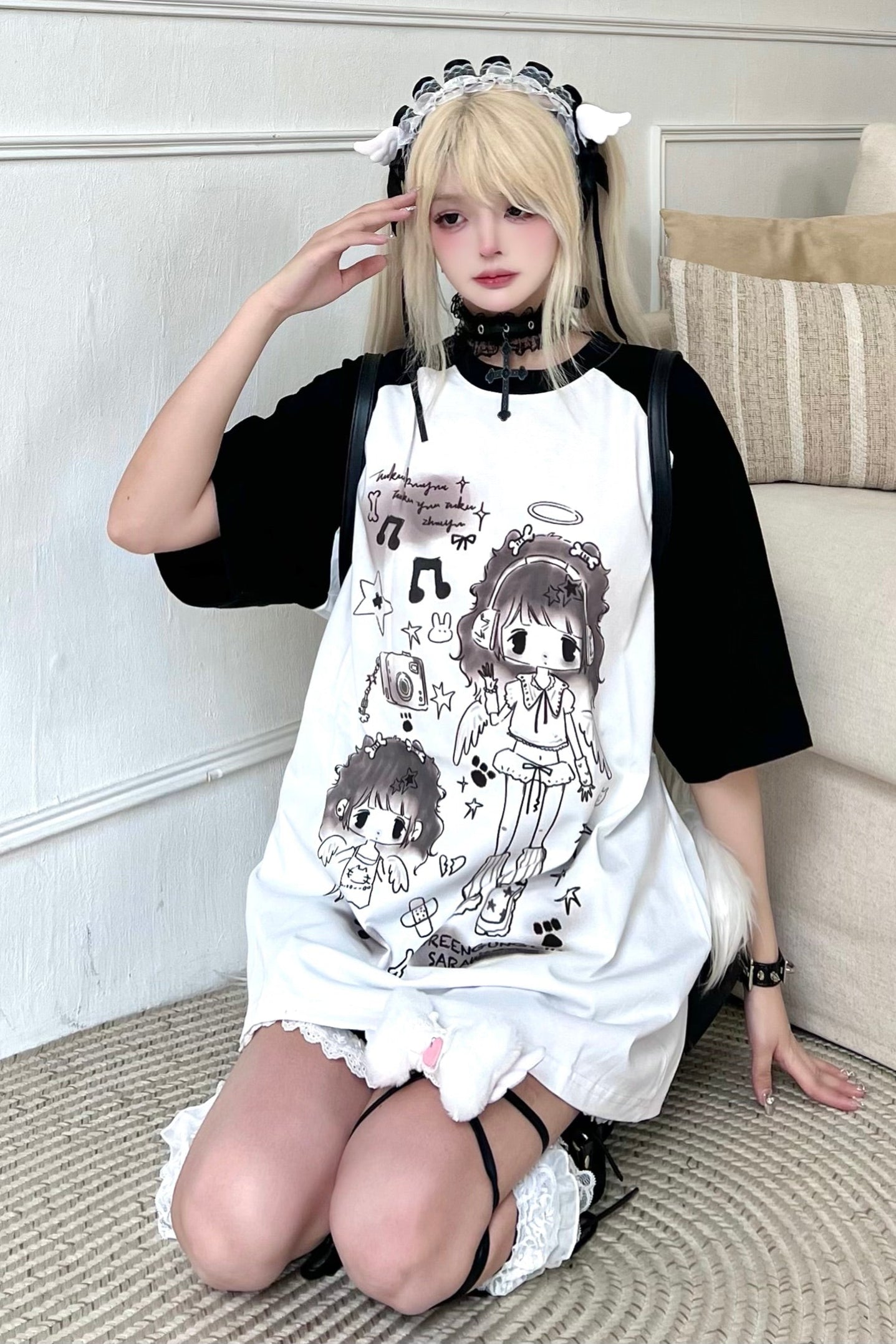 エンジェルネイバーフッド👼バイカラートップスオーバールーズ