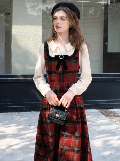 Strapsrock Französische Bluse Karo Reinweiß