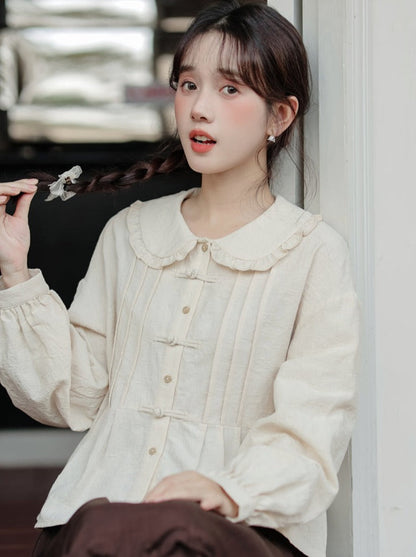 襟付きチャイナブラウスドールレース
