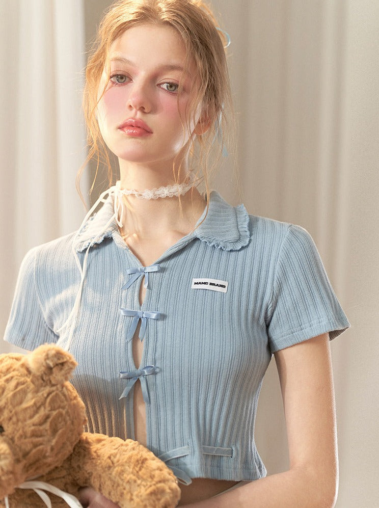 Hot Girl Satin Schleife Süßes Kurzes Top