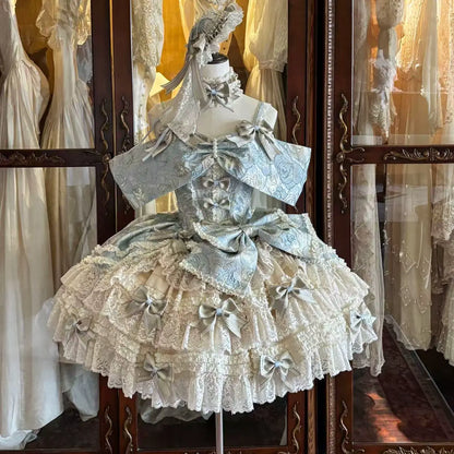 Rose Prelude Blue Lolita Dress [Pre-Order Deposit]