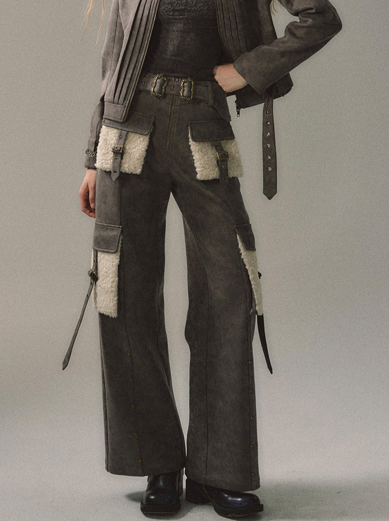 Hohe Tasche Gerade Schlank Cargo Street Lose Große Hosen