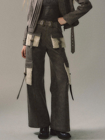 Hohe Tasche Gerade Schlank Cargo Street Lose Große Hosen