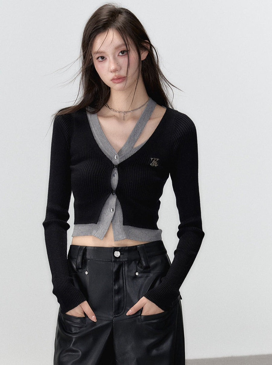 Kurzer zweiteiliger Faux-Pullover