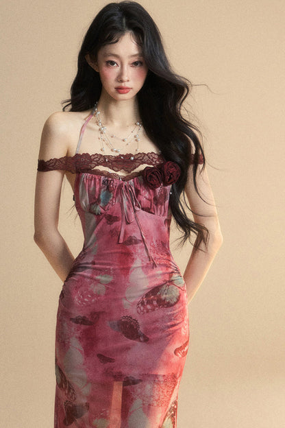 Rückenfreies Maxikleid aus Spitze