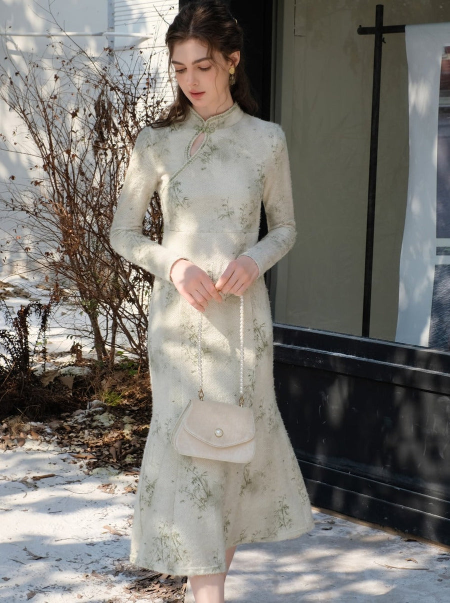 Robe chinoise longue verte