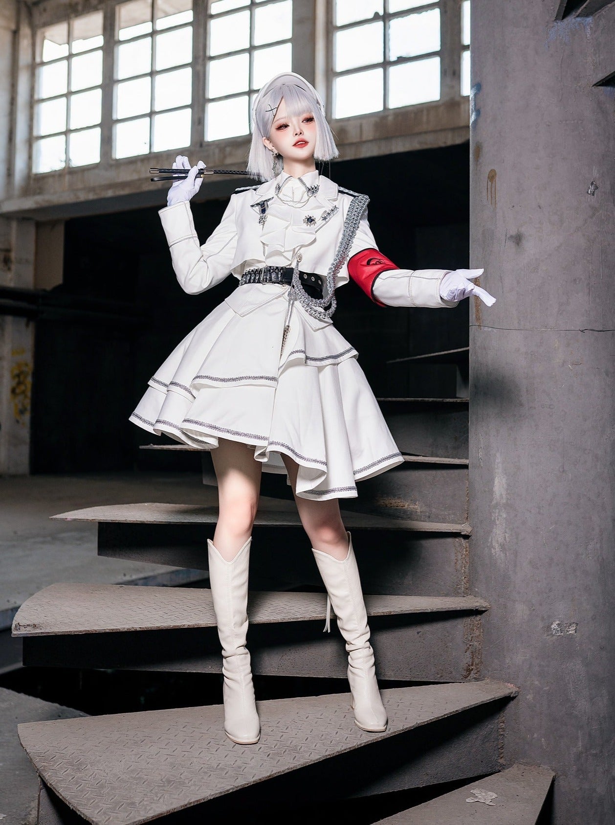 Armeerock Dunkel Asymmetrisch Militär + Uniform + Hemd Mantel