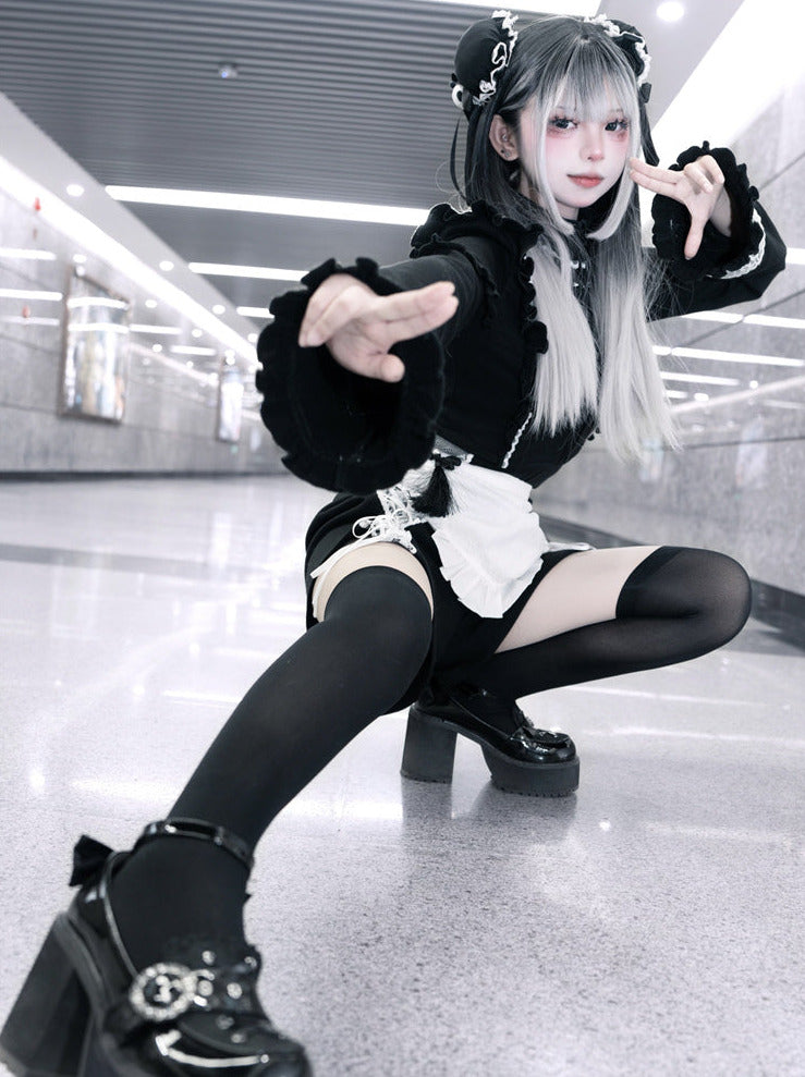 Anzug China Maid Angel Sportswear Rüschen Aqua Schürze Nachbarschaft