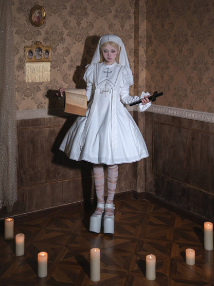 White Cross Moon Lolita Pure Dress