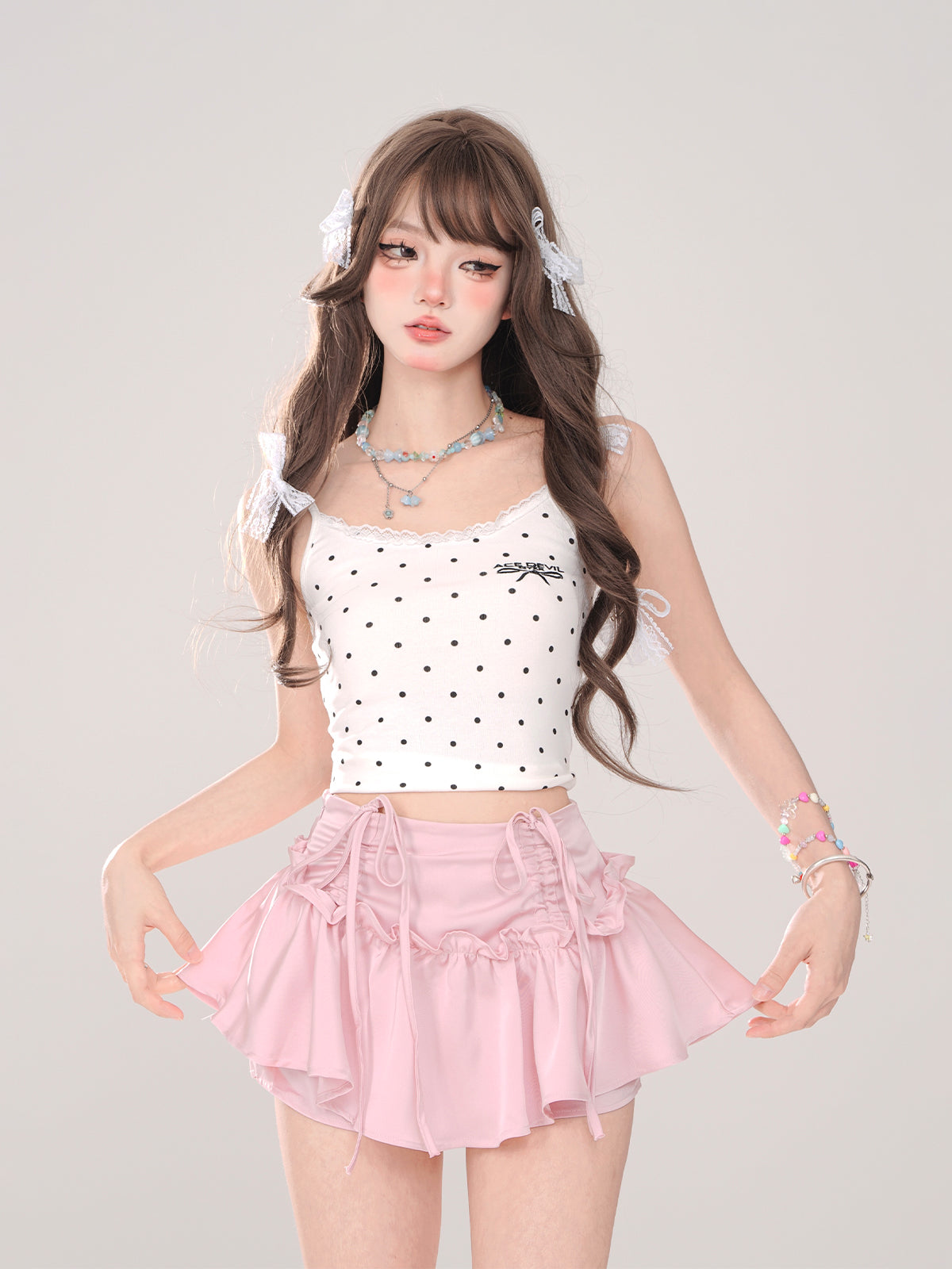 サンセットスカート ピンク スワン ホワイト