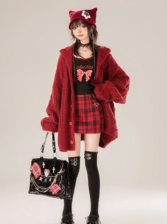 Neck Dot Ribbon Slim Top Big