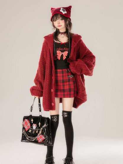 Neck Dot Ribbon Slim Top Big