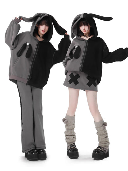 Parker-Hosenrock mit kontrastierendem Reißverschluss und Hasenohren