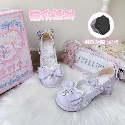 Cat's Claw Party Lolita Mary Jane Shoes – Sweet Bow Round Toe Pumps | Blooming Chimes