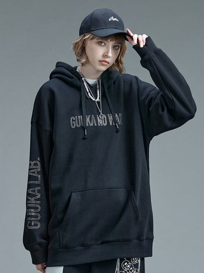 Print Diamond Hoodie Black
