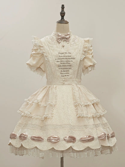 Dream Poem Sweet Classic Lolita OP Dress with Apron Two-Piece