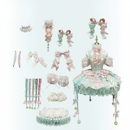 K.Q.F Circus Series Lolita Full Set – Top Hat KC Hair Clip Candy & Black-Red
