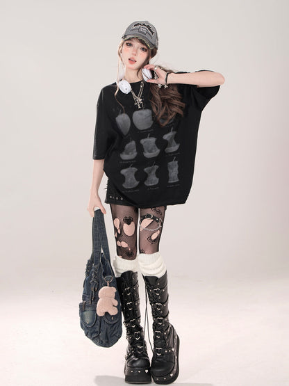 アップルプリント ルーズTシャツ アメリカン