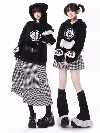 Plash Schwarzer Anzug mit langem Rock und Schweißband