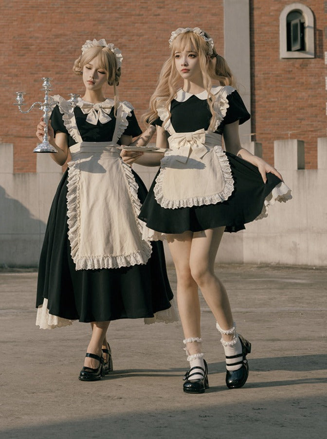 Dienstmädchenkleid Spitze Plissee