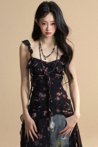 シフォントップ アシンメトリー ワイルドフラワー リザーブス キャミソール