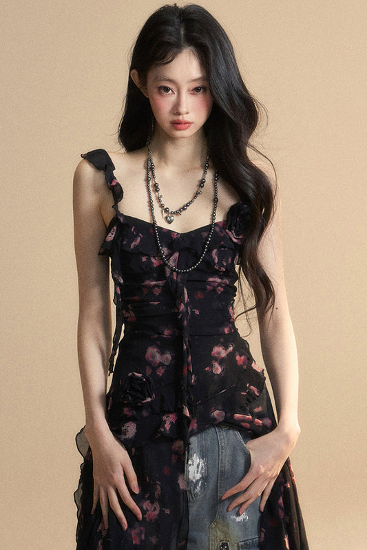 シフォントップ アシンメトリー ワイルドフラワー リザーブス キャミソール