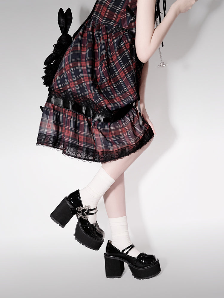 Style Platform Shoes College Butterfly Heel Block