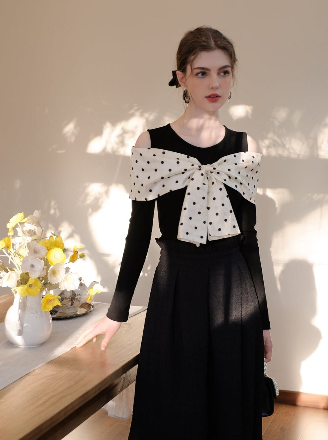 ロングスカート ブラウンボブトップ ドットクイーン+シュガー