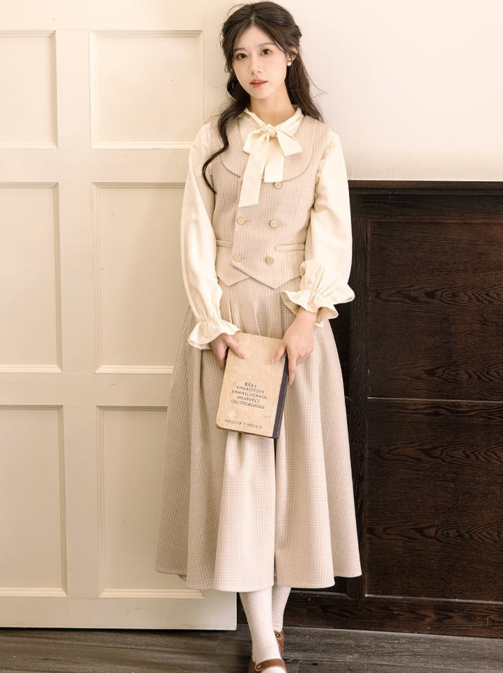 Vest Check Flared Retro + Blouse Check Skirt