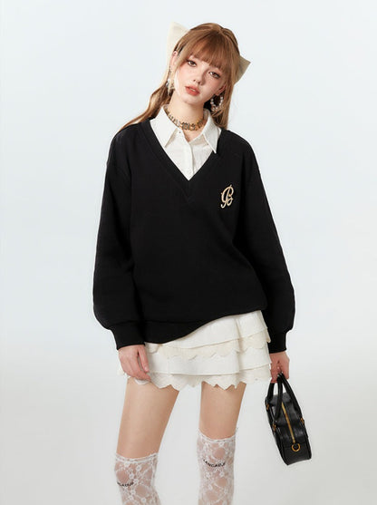 Mint Knit Loose Logo One-Point Cool