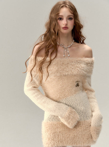 Off-Shoulder One Point Nitt Tops