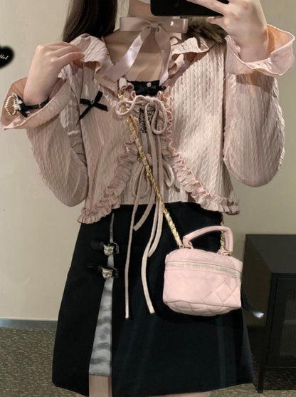 Salty Cream Race Apribon Twist Cardigan