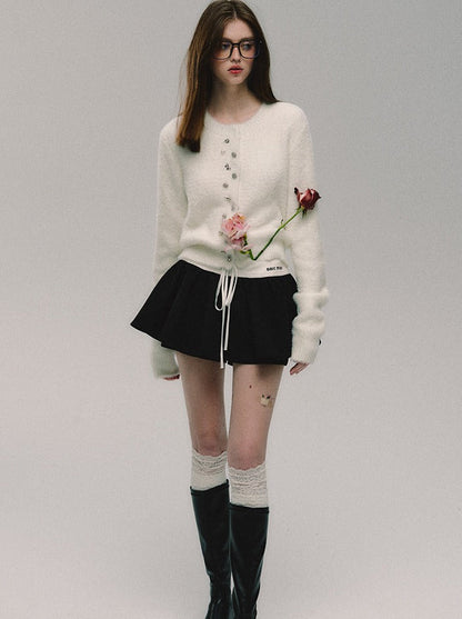 カーディガン イミテーションミンク ビジュー