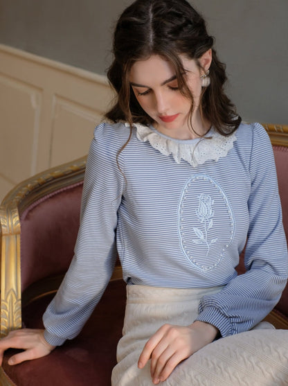 Border Retro Perlen Rose Französisch Küsten Top