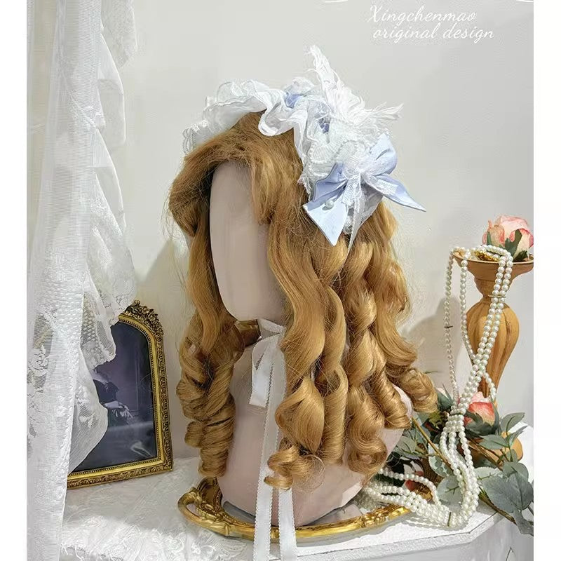 Blue Elegant Empire Waist Floral Square Neckline Lolita Dress