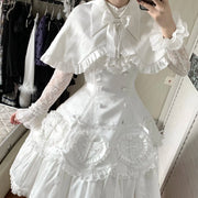 White Night Cross lace cape and OP dress styling detail