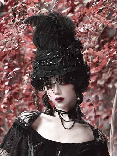 Flat Spider Lace Gothic Hat Coat Victoria