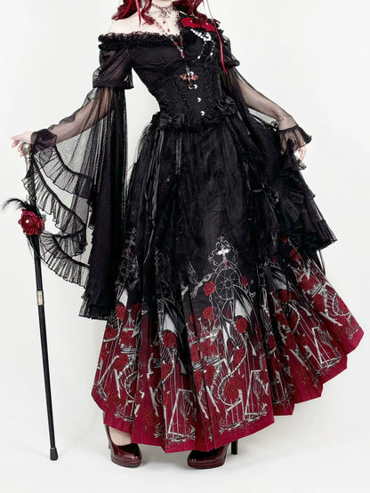 Dragonbone Princess black-and-red mamian skirt worn on model