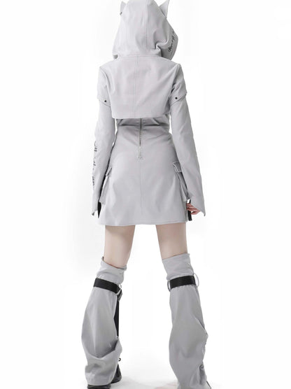 スーツ迷彩柄 取り外し可能デザイン パーカー オリジナルスリーブ ウルフ