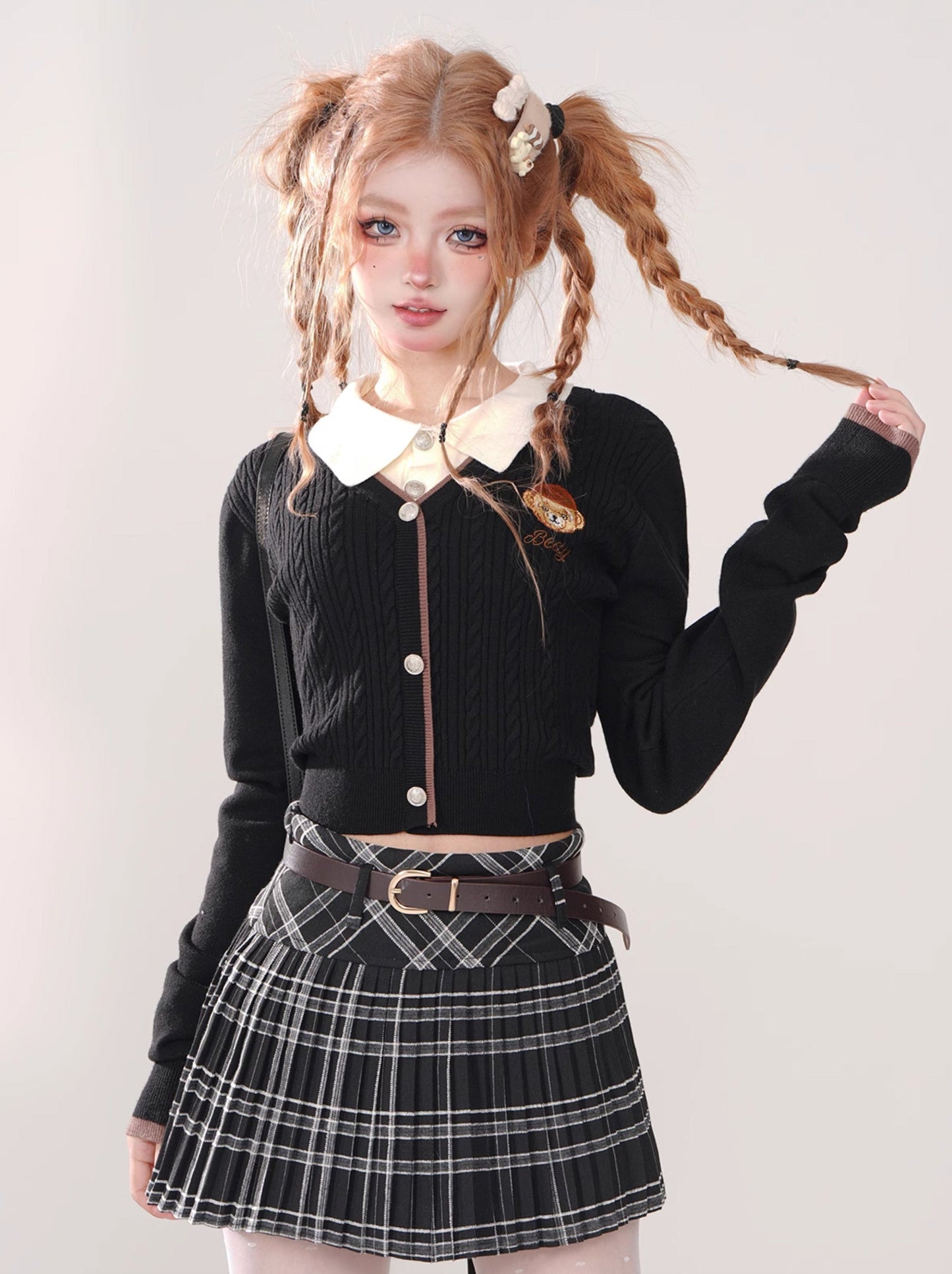 Collar Sunny Faux Polo Zweiteiliger Strick-College-Bär